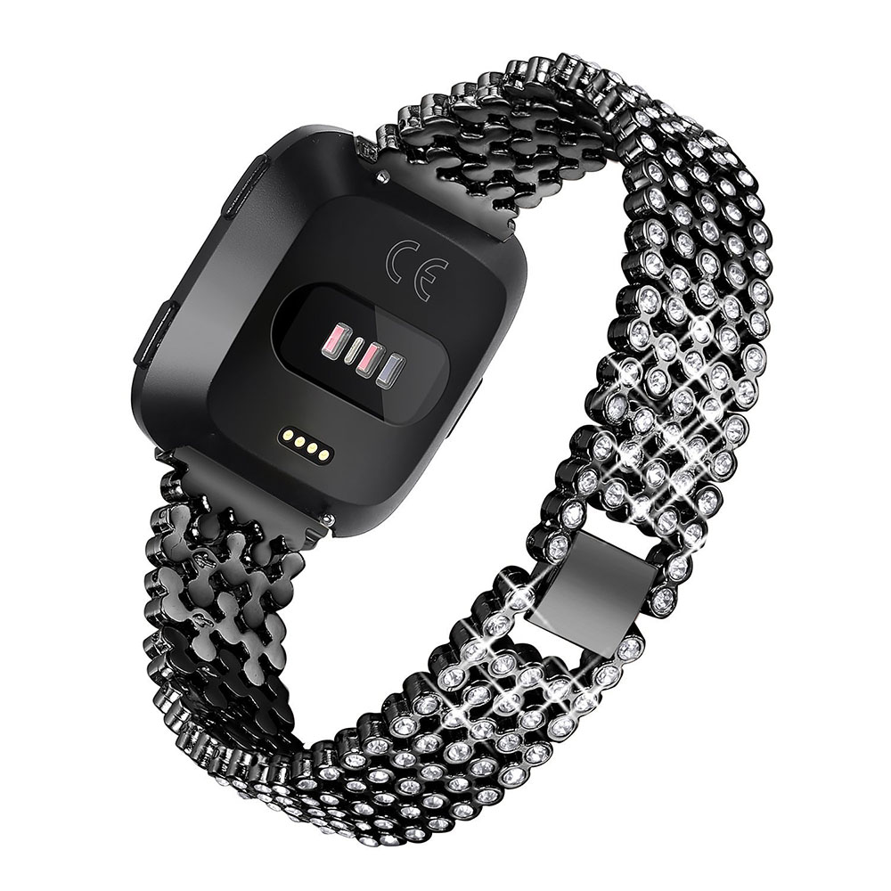 Replace Metal Diamond Strap Wristband For Fitbit versa black